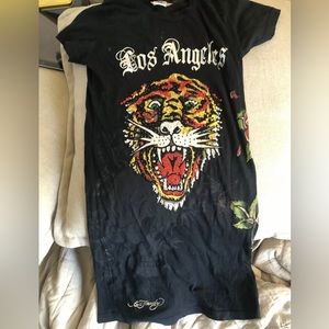 Ed Hardy Tiger Tattoo Sequin Dress Tunic Tee